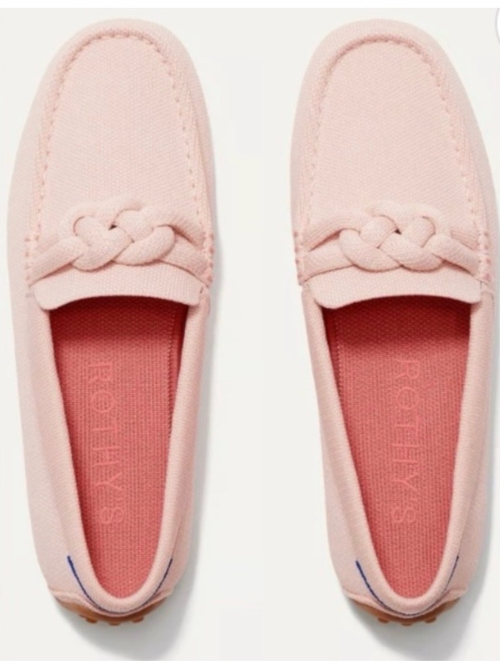 Rothy's Blush Pink Braided Canvas Loafers size 10